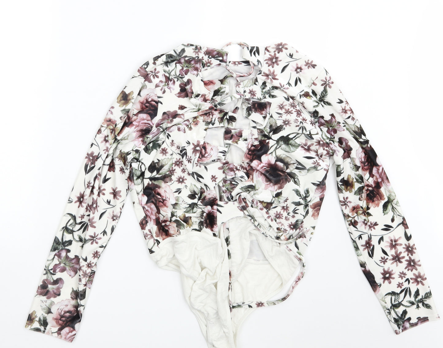 Simply Be Womens White Floral  Bodysuit One-Piece Size 18