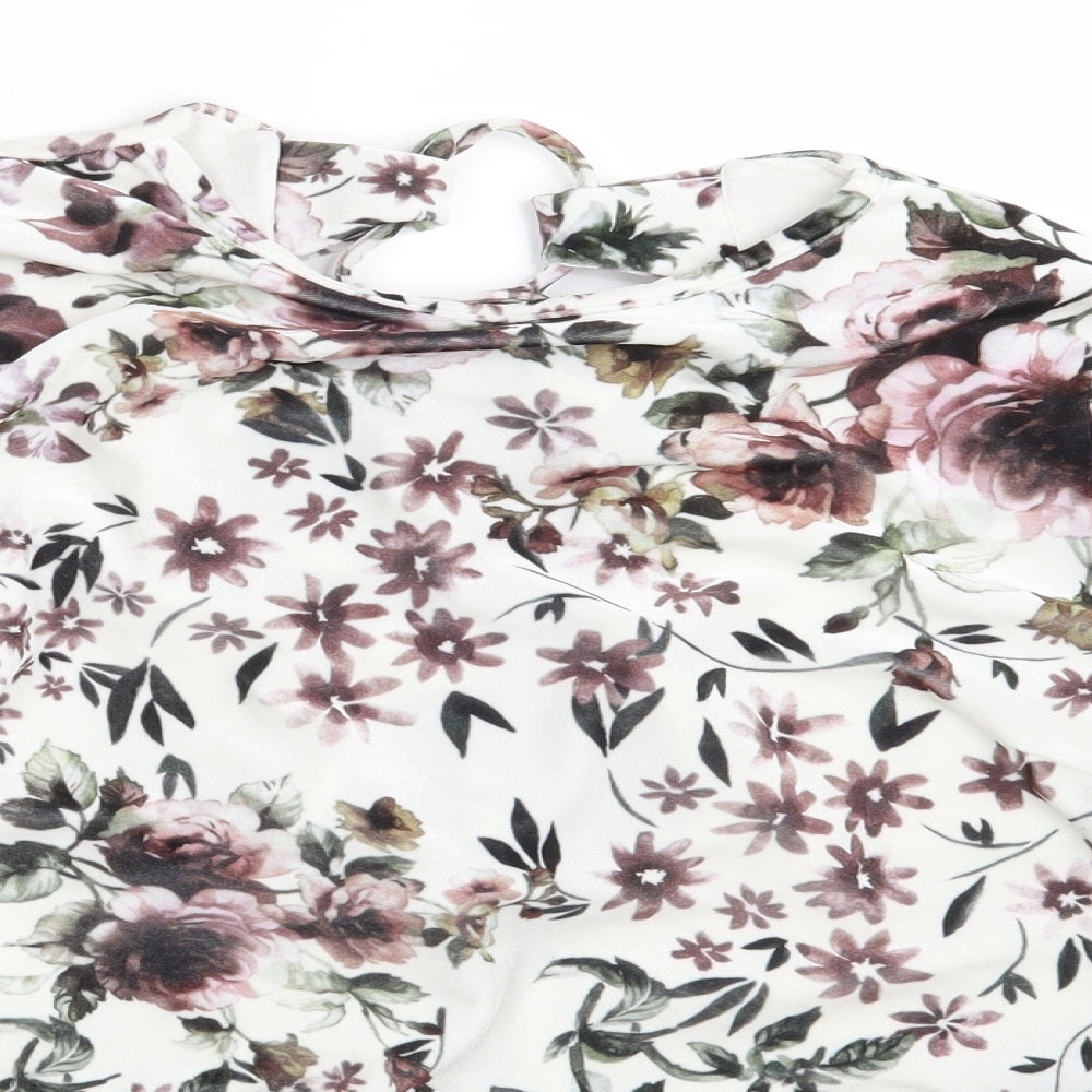Simply Be Womens White Floral  Bodysuit One-Piece Size 18
