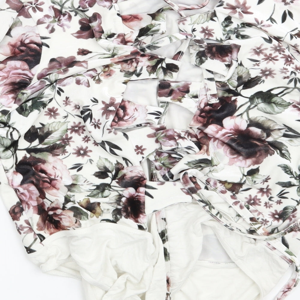 Simply Be Womens White Floral  Bodysuit One-Piece Size 18