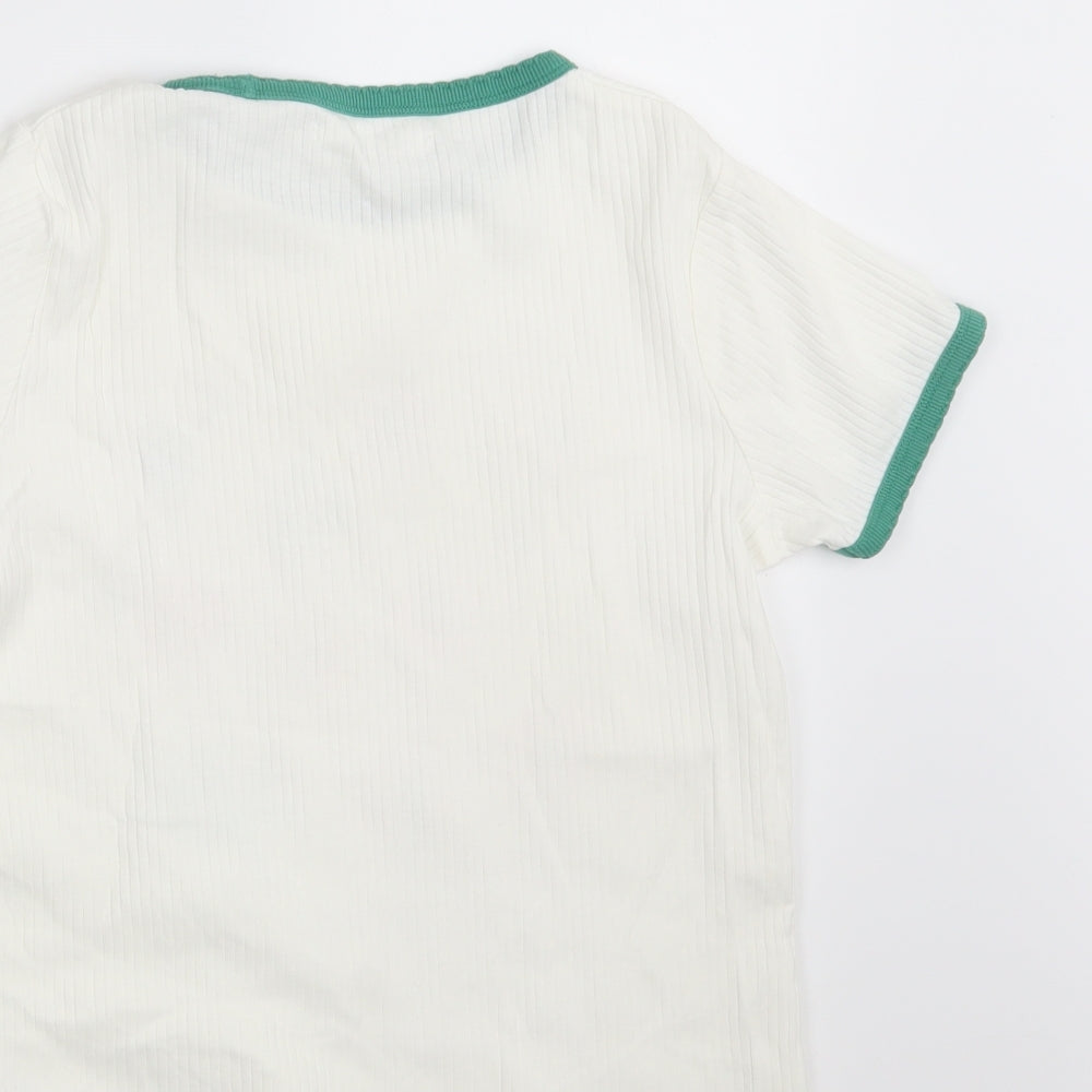 M&S Girls Ivory Floral  Basic T-Shirt Size 12-13 Years