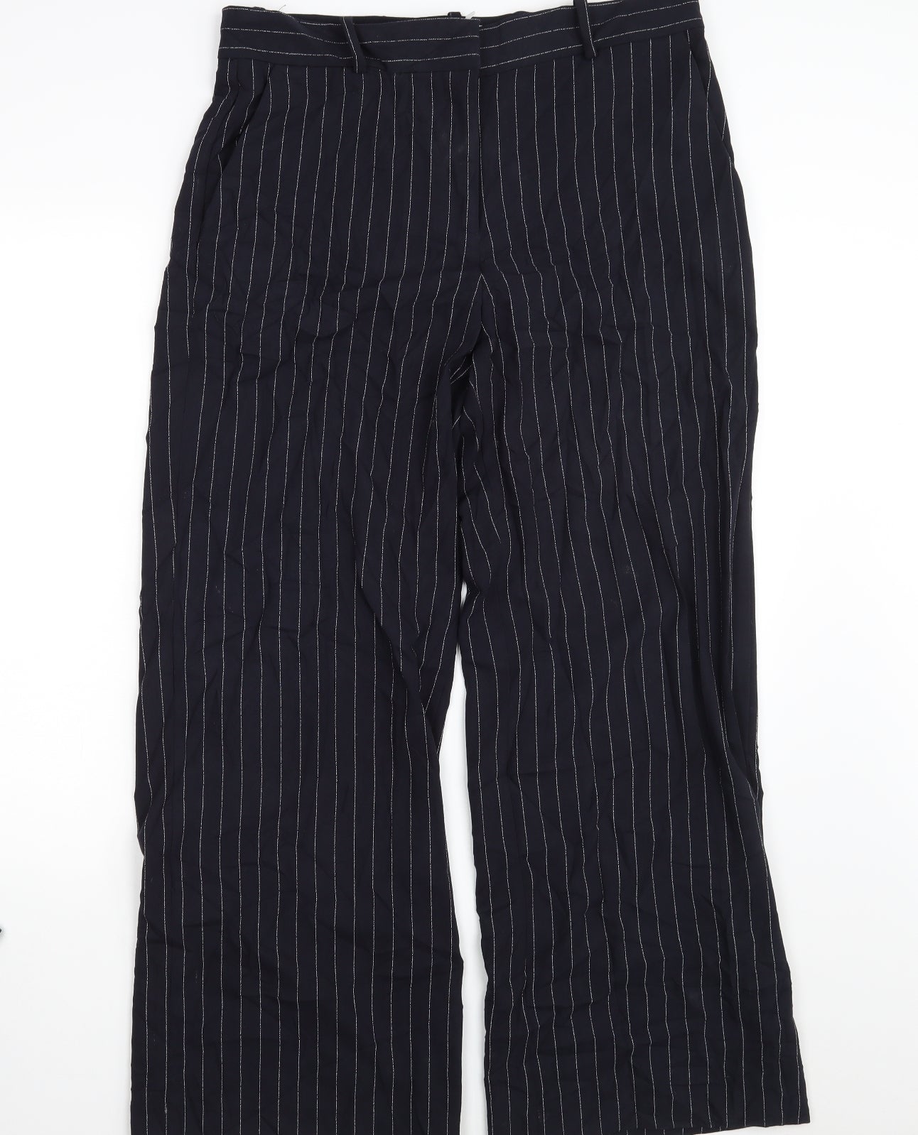 H&M Womens Blue Striped  Trousers  Size 12 L30 in