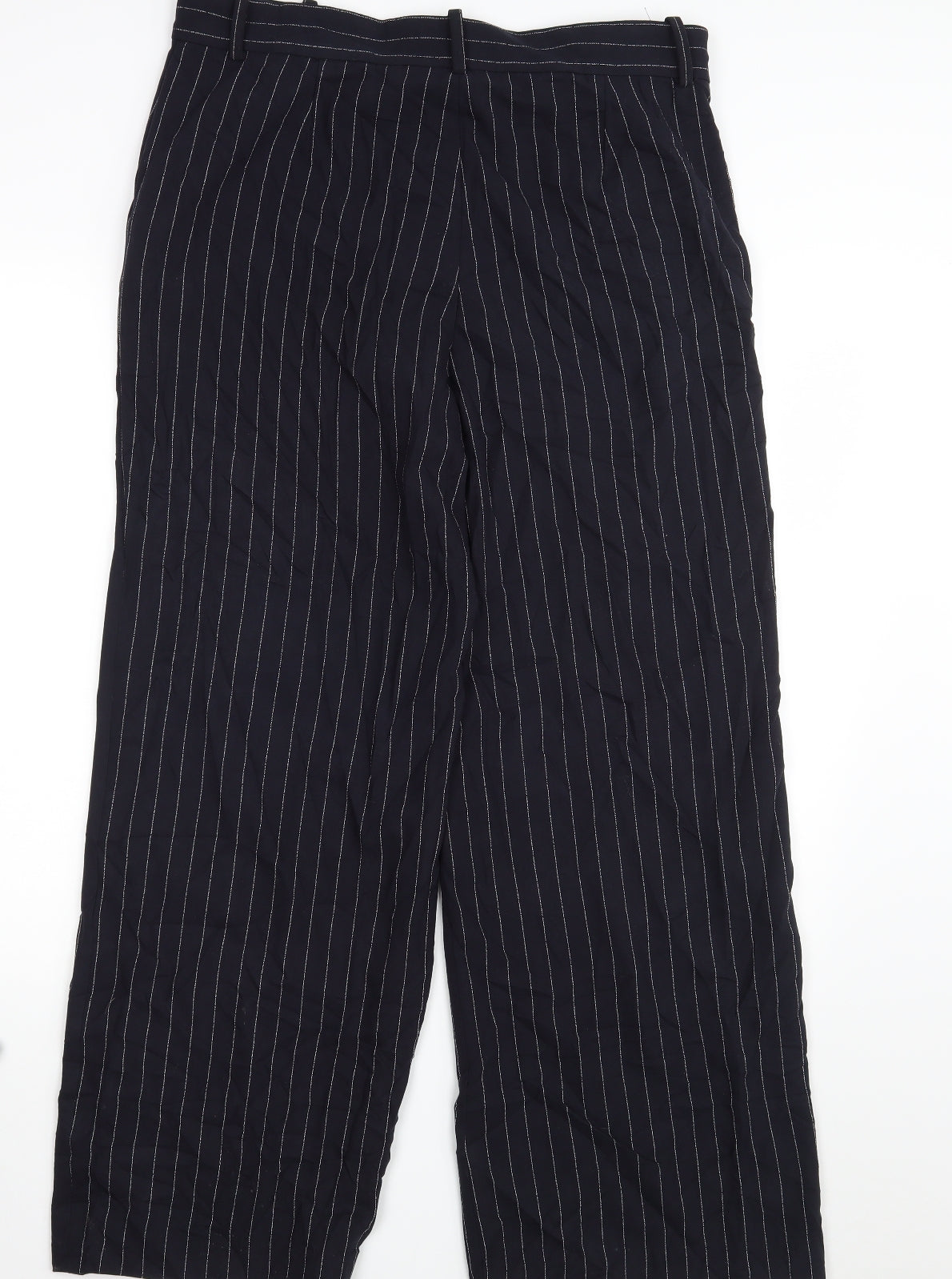 H&M Womens Blue Striped  Trousers  Size 12 L30 in