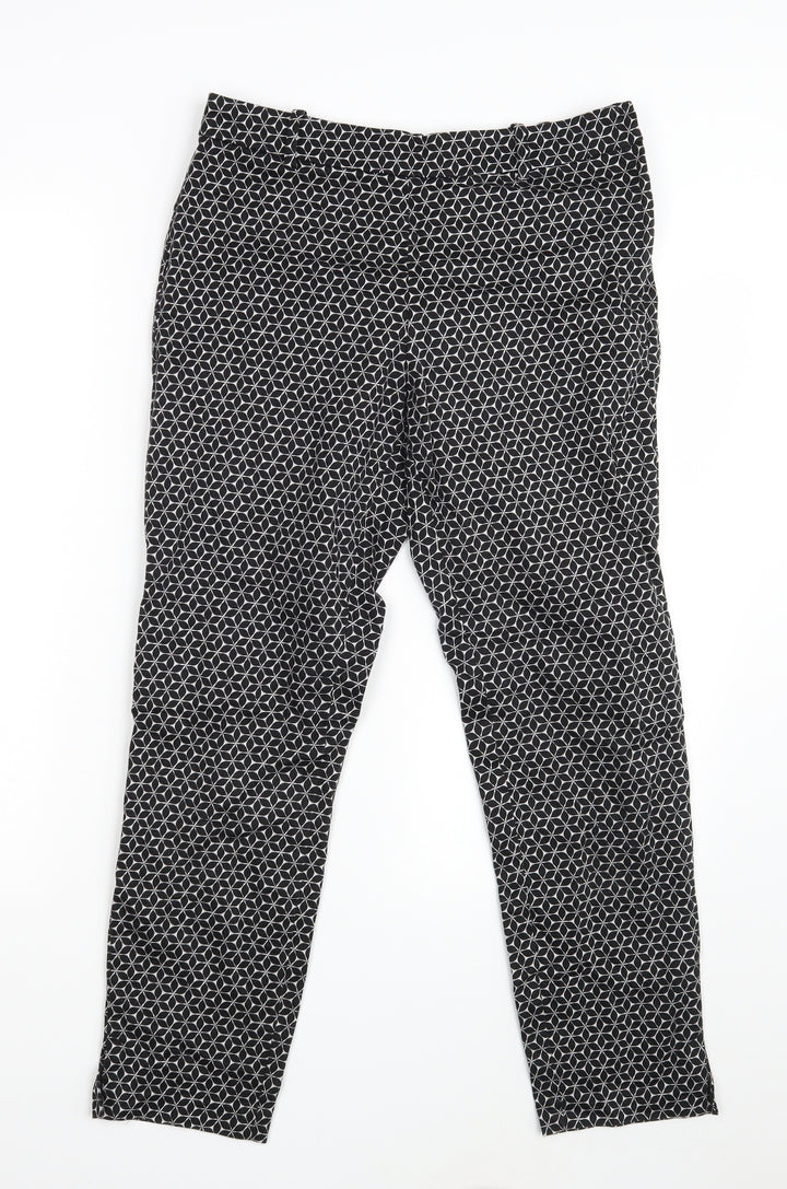 H&M Womens Black Geometric  Chino Trousers Size 10 L26 in