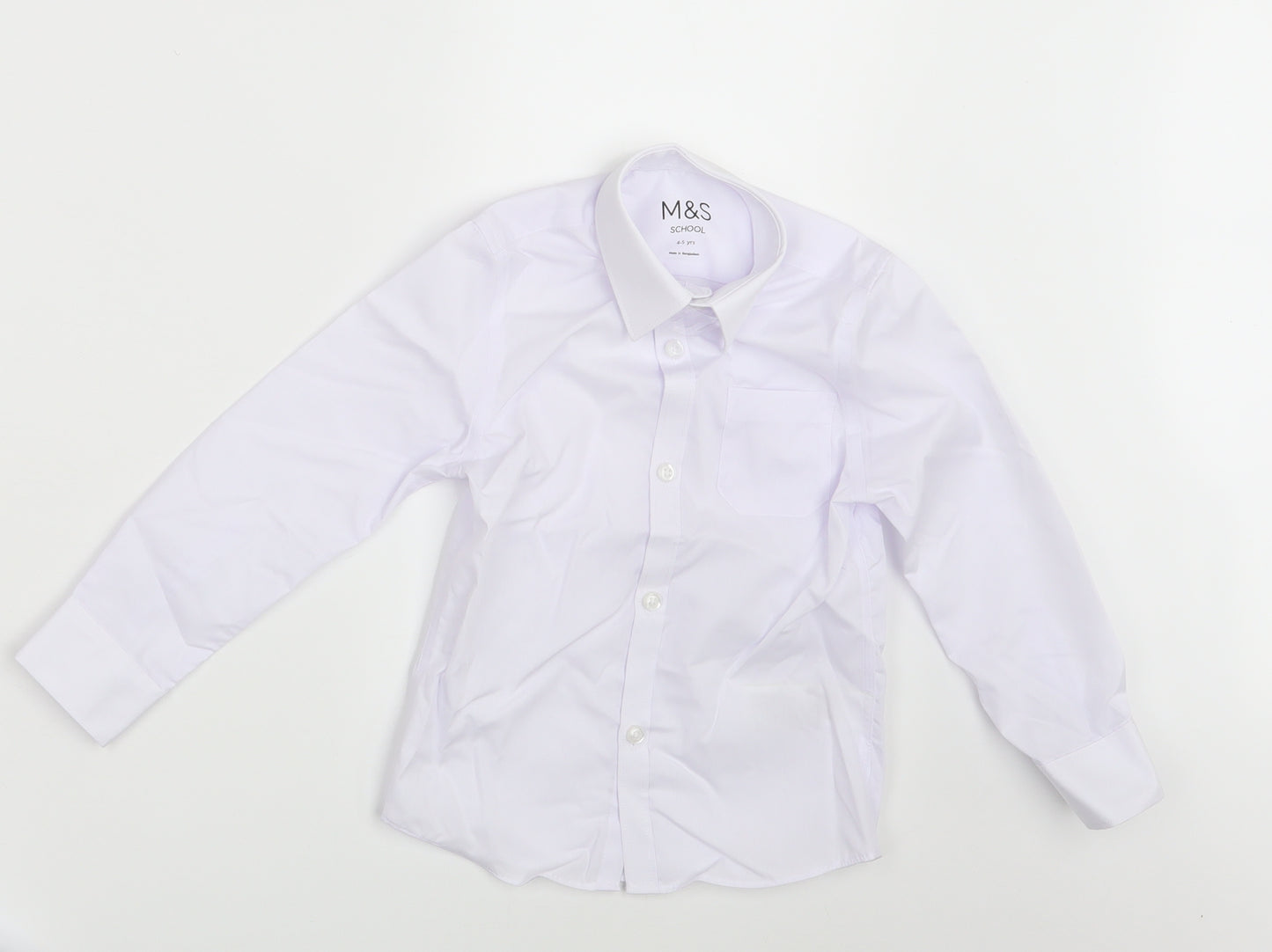 M&S Boys White   Basic Button-Up Size 4-5 Years