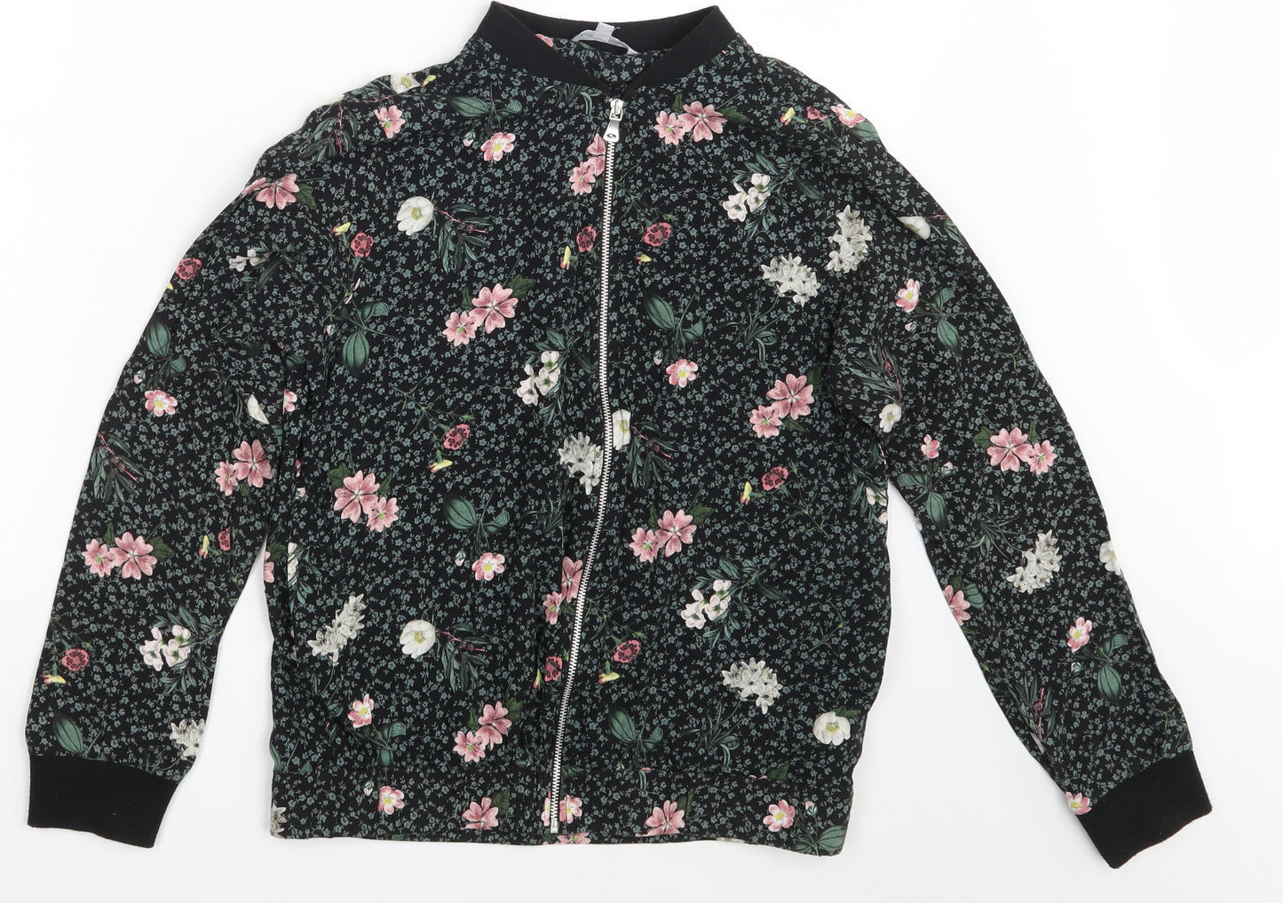 Red Herring Womens Black Floral  Full Zip Jumper Size 10