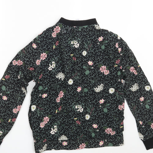 Red Herring Womens Black Floral  Full Zip Jumper Size 10