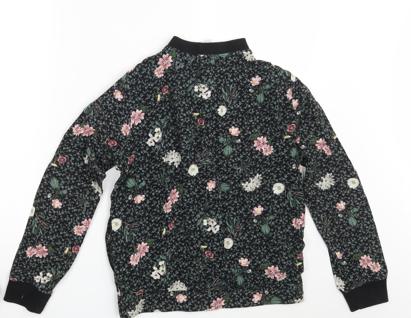 Red Herring Womens Black Floral  Full Zip Jumper Size 10