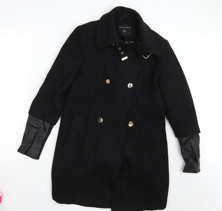 Dorothy Perkins Womens Black   Overcoat Coat Size 12