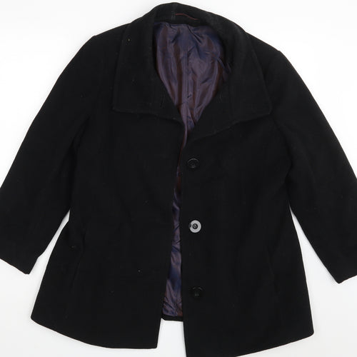 Marcona Womens Black   Overcoat Coat Size 16
