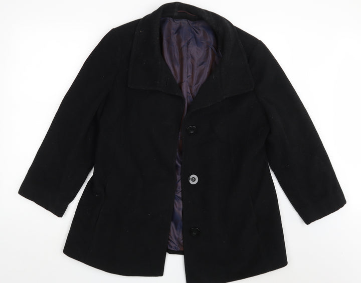 Marcona Womens Black Overcoat Coat Size 16