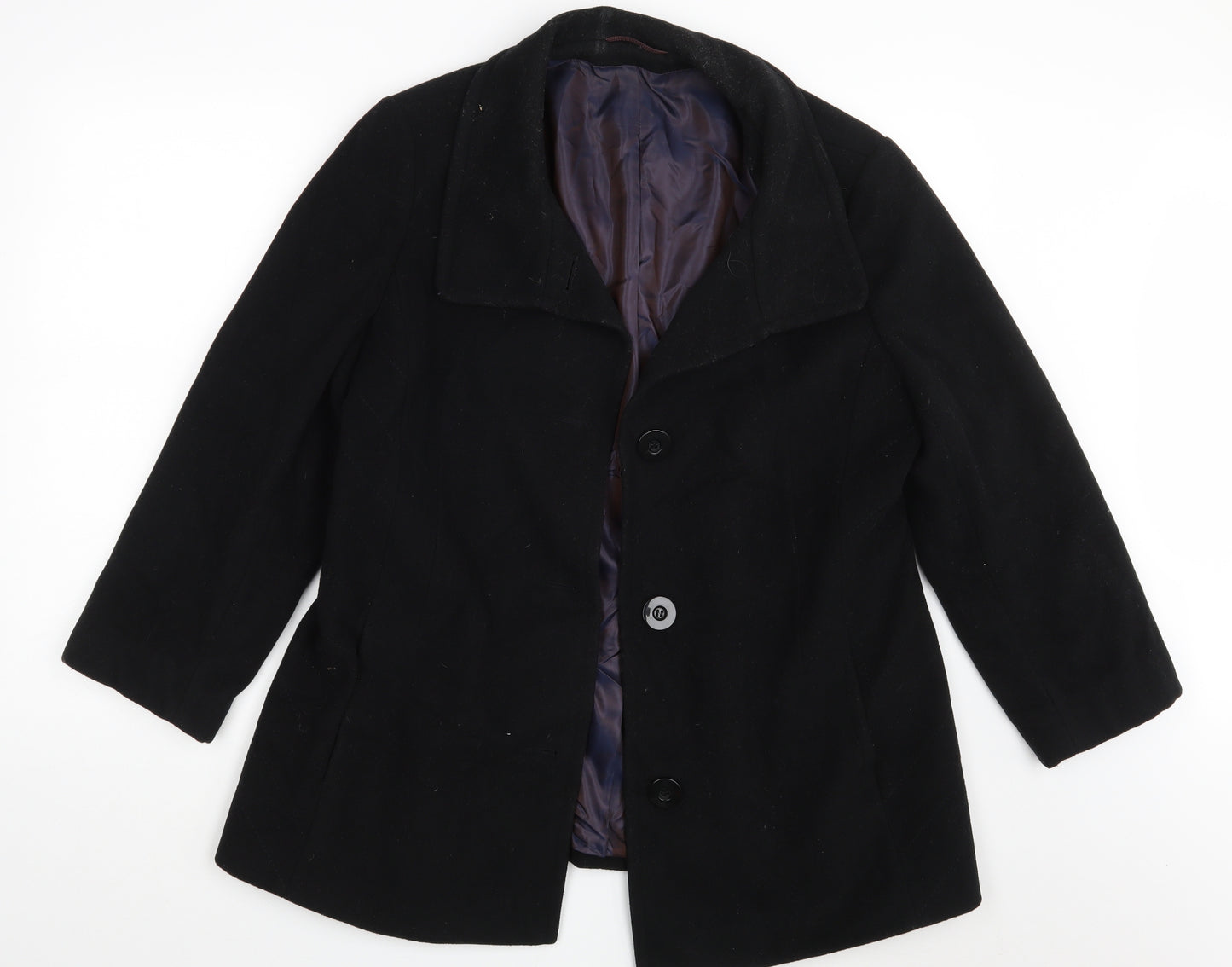 Marcona Womens Black   Overcoat Coat Size 16