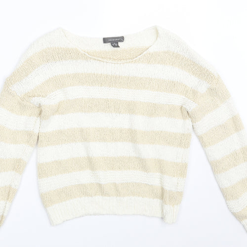 Primark Womens White Striped  Pullover Jumper Size 12