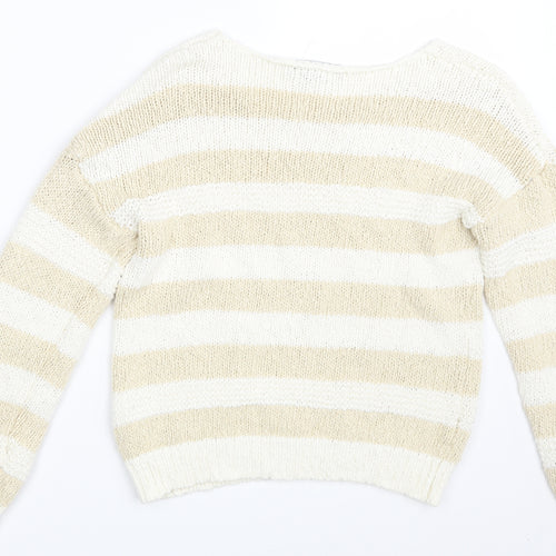 Primark Womens White Striped  Pullover Jumper Size 12