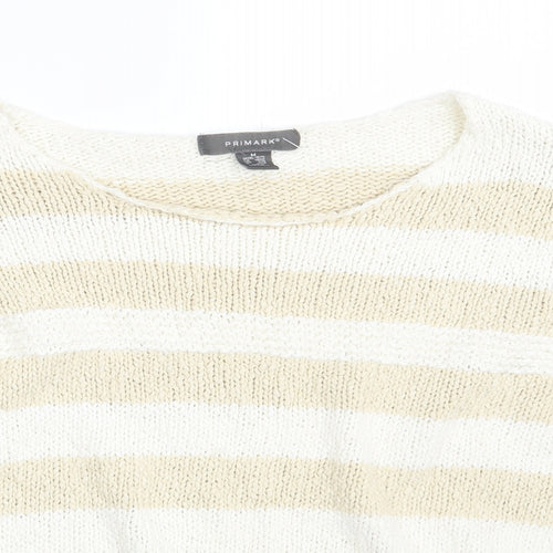 Primark Womens White Striped  Pullover Jumper Size 12
