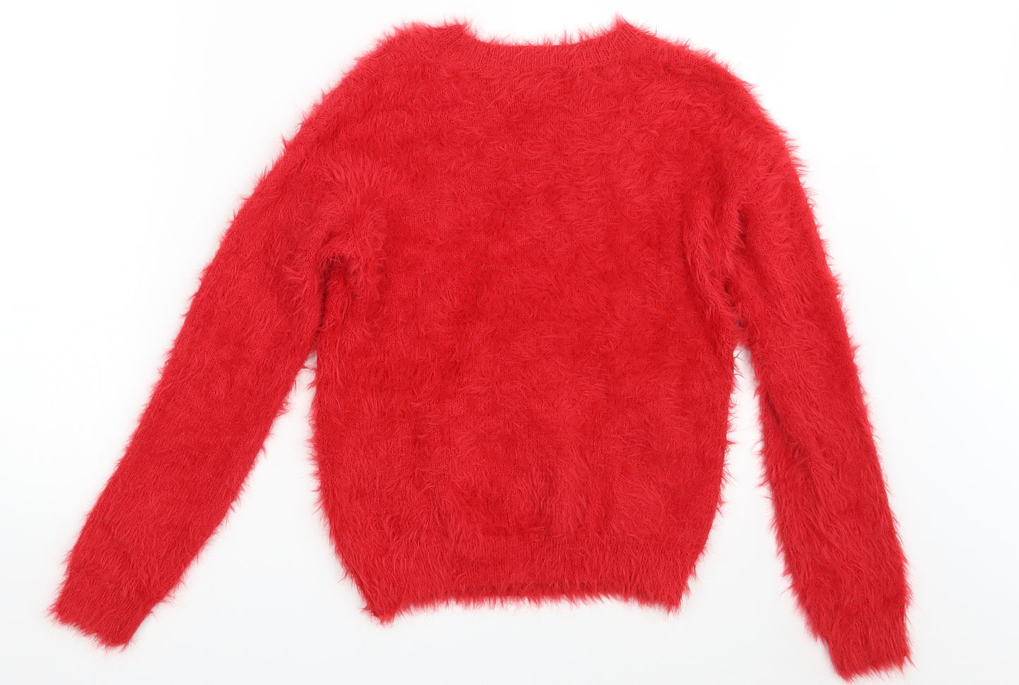 F&F Girls Red   Pullover Jumper Size 9-10 Years  - Seasonal Christmas Festive Holiday