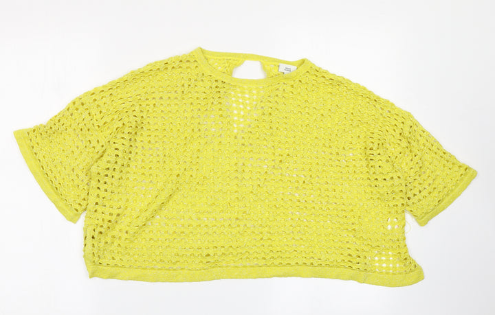 River Island Womens Yellow   Cropped T-Shirt Size M