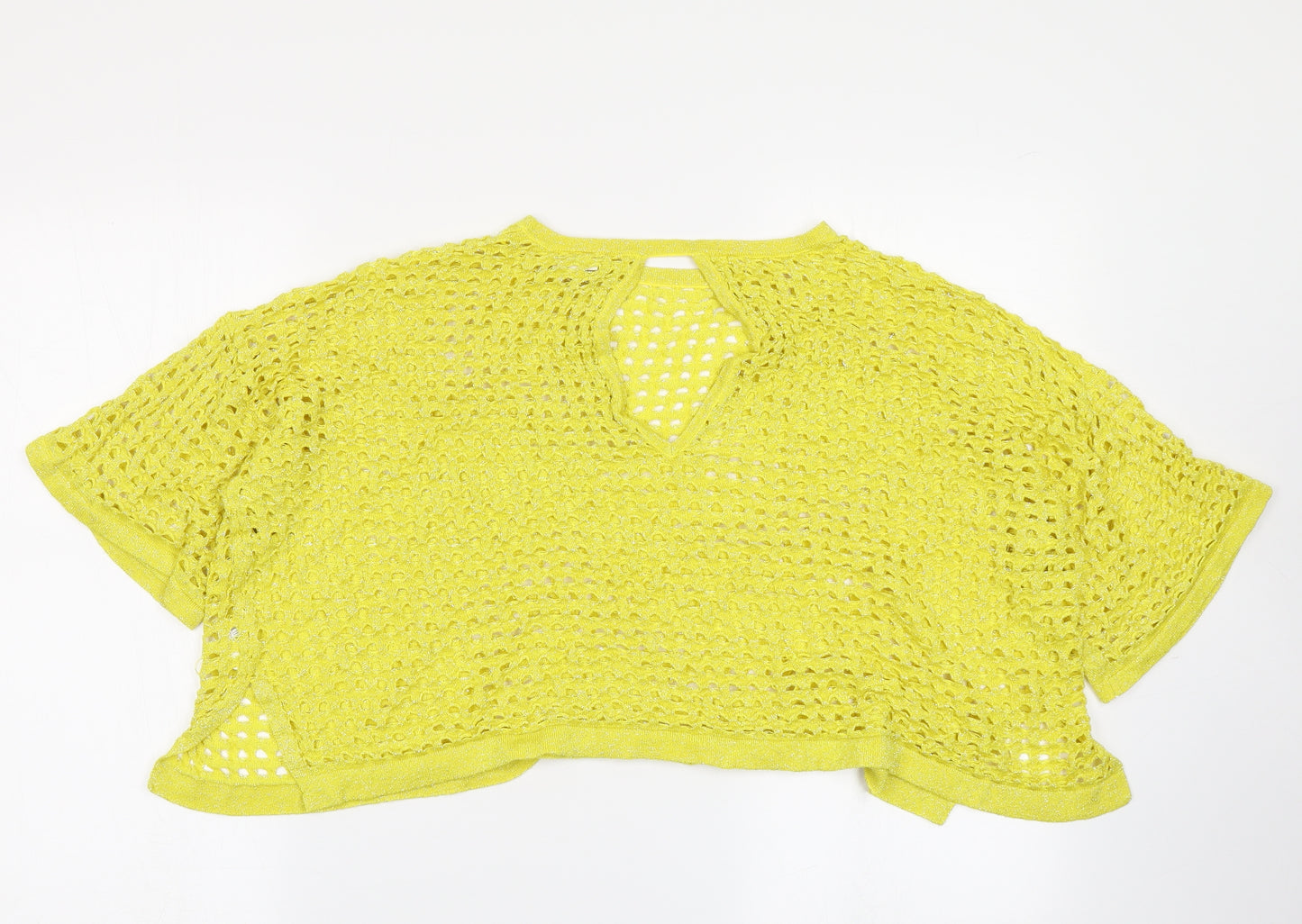 River Island Womens Yellow   Cropped T-Shirt Size M