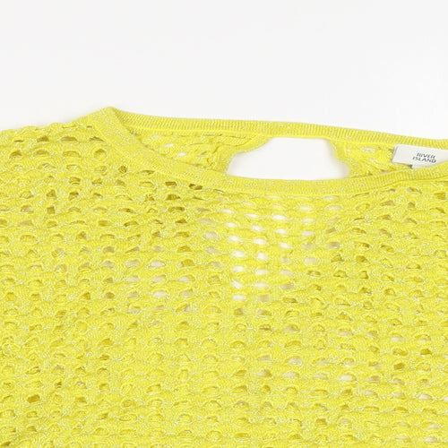 River Island Womens Yellow   Cropped T-Shirt Size M