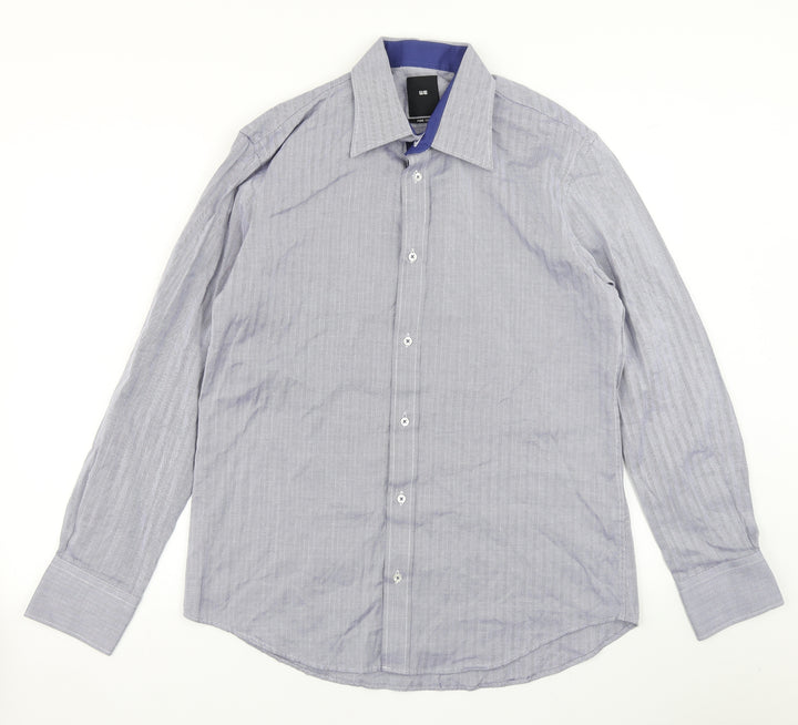 WE Mens Blue Herringbone Button-Up Size S