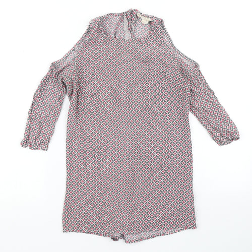 Staring at Stars Womens Pink Argyle/Diamond  Basic Blouse Size S  - Cold Shoulder