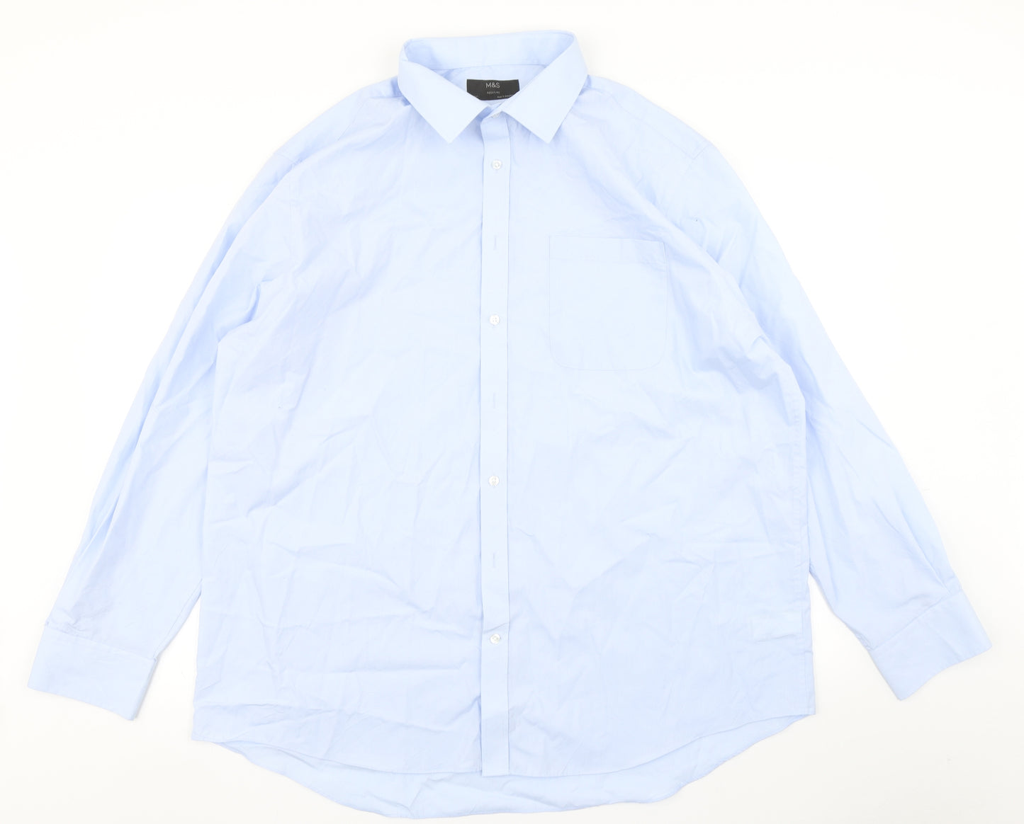 M&S Mens Blue    Dress Shirt Size 18.5