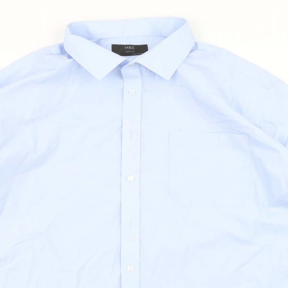 M&S Mens Blue    Dress Shirt Size 18.5