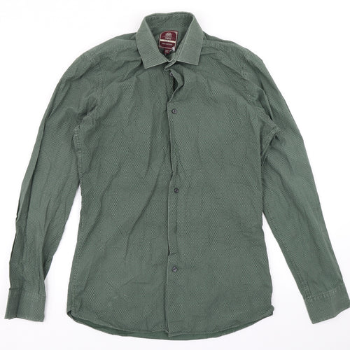 NEXT Mens Green Polka Dot   Button-Up Size 14.5