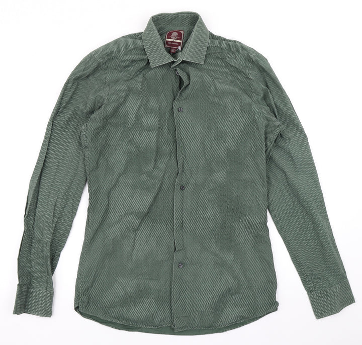 NEXT Mens Green Polka Dot   Button-Up Size 14.5