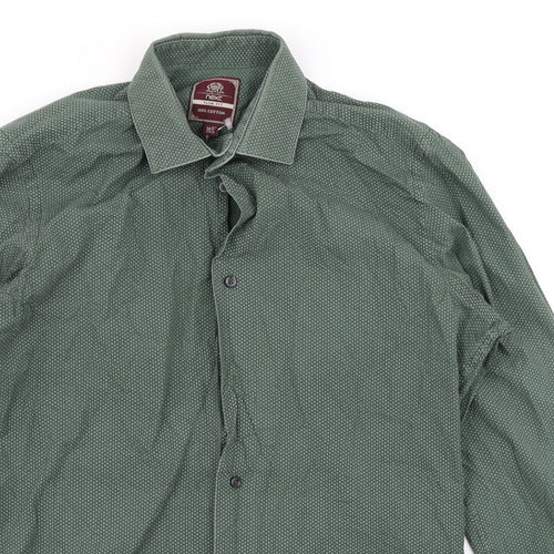 NEXT Mens Green Polka Dot   Button-Up Size 14.5