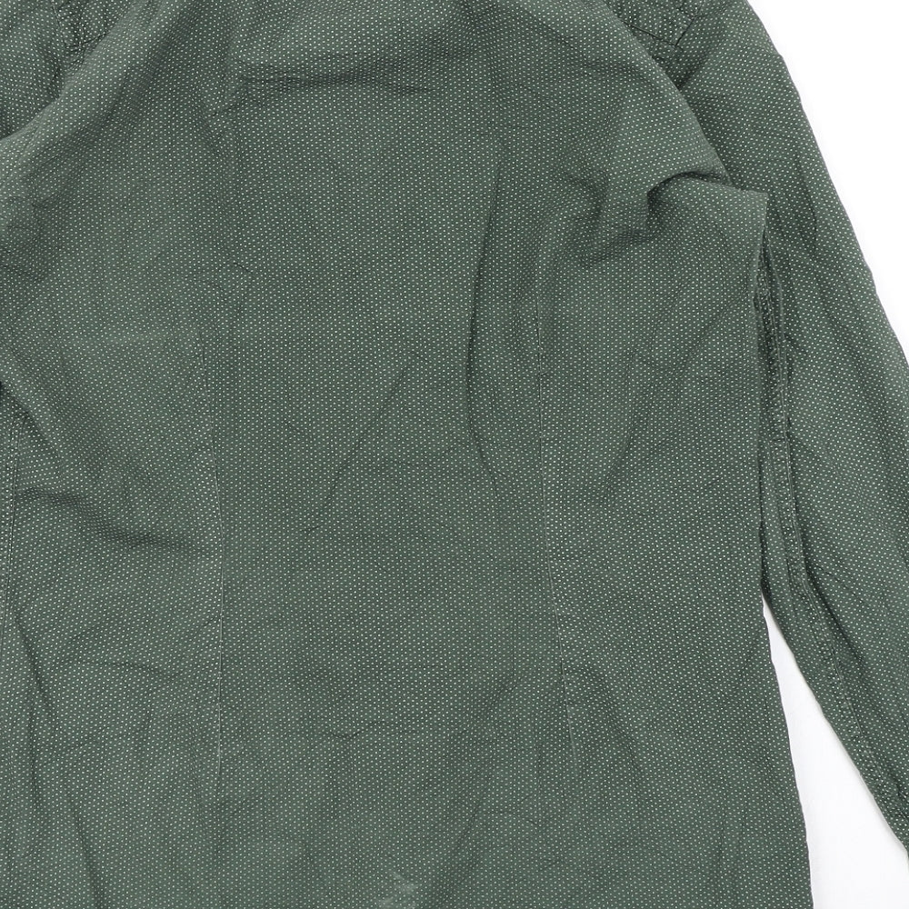 NEXT Mens Green Polka Dot   Button-Up Size 14.5