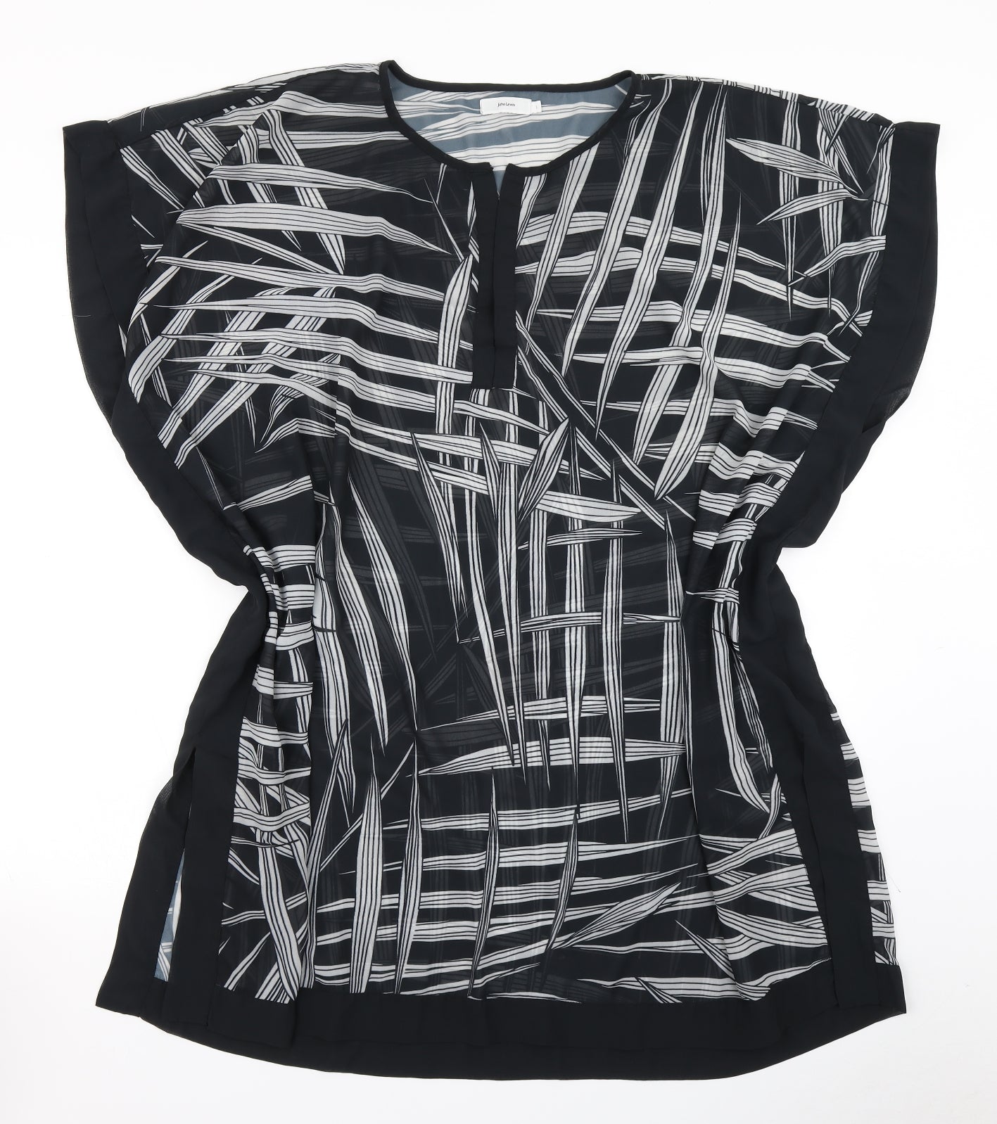 John Lewis Womens Black Geometric  Tunic Blouse Size L