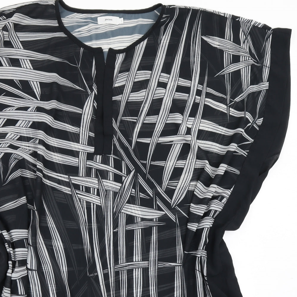 John Lewis Womens Black Geometric  Tunic Blouse Size L