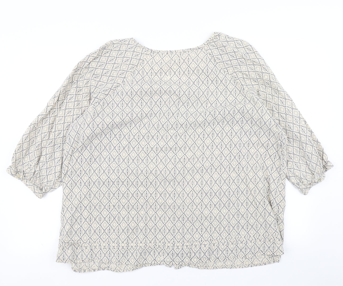 Preworn Womens Beige Argyle/Diamond  Basic Blouse Size 22