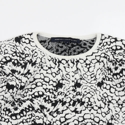 French Connection Womens Black Polka Dot  Pullover Sweatshirt Size S