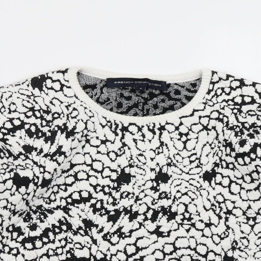 French Connection Womens Black Polka Dot  Pullover Sweatshirt Size S