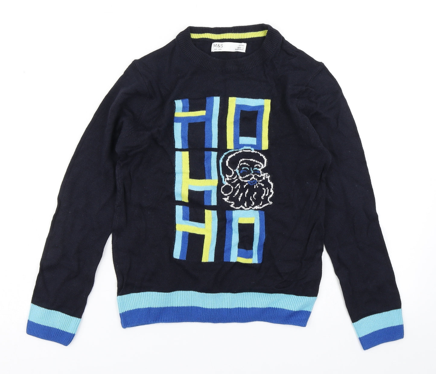 M&S Boys Blue  Knit Pullover Jumper Size 8-9 Years  - Christmas Jumper