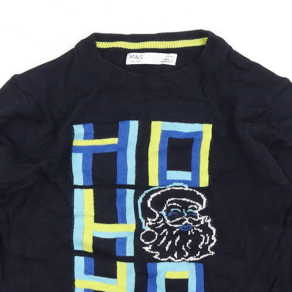 M&S Boys Blue  Knit Pullover Jumper Size 8-9 Years  - Christmas Jumper