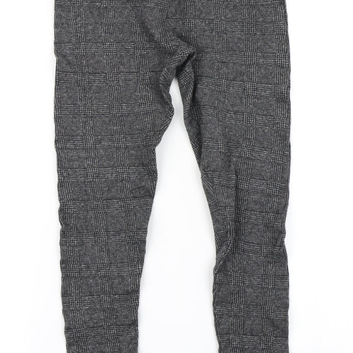 New Look Womens Grey Plaid  Capri Leggings Size 8 L25 in