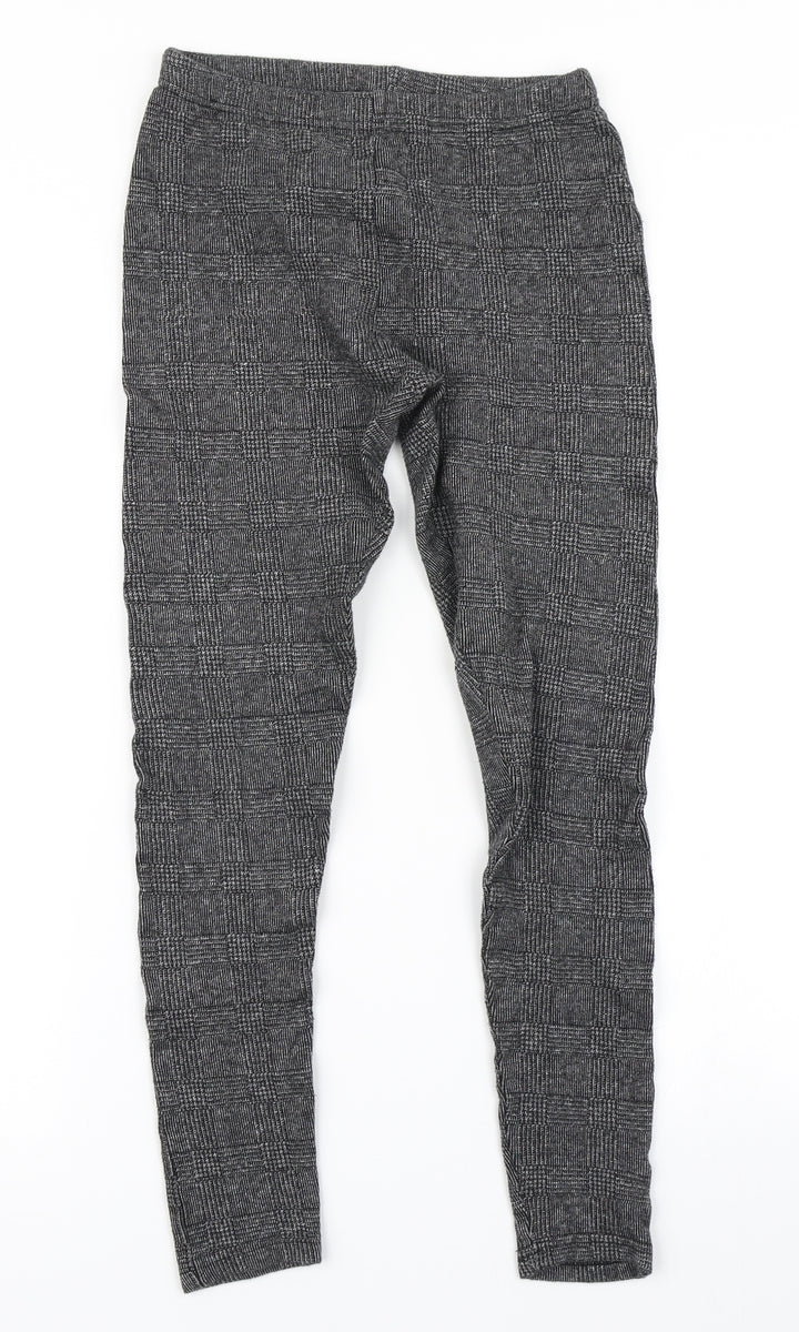 New Look Womens Grey Plaid  Capri Leggings Size 8 L25 in