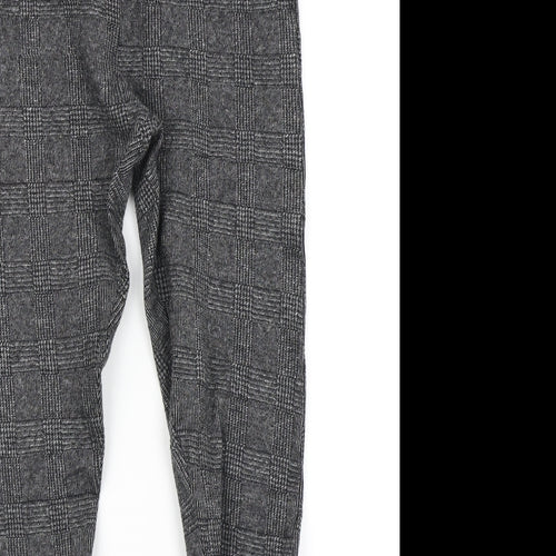 New Look Womens Grey Plaid  Capri Leggings Size 8 L25 in