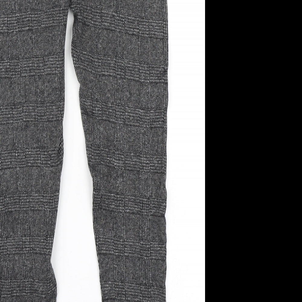 New Look Womens Grey Plaid  Capri Leggings Size 8 L25 in