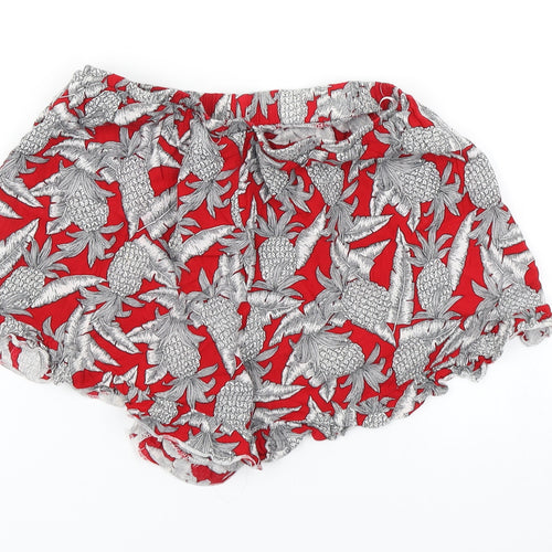 Lola May Womens Red Floral  Hot Pants Shorts Size 8