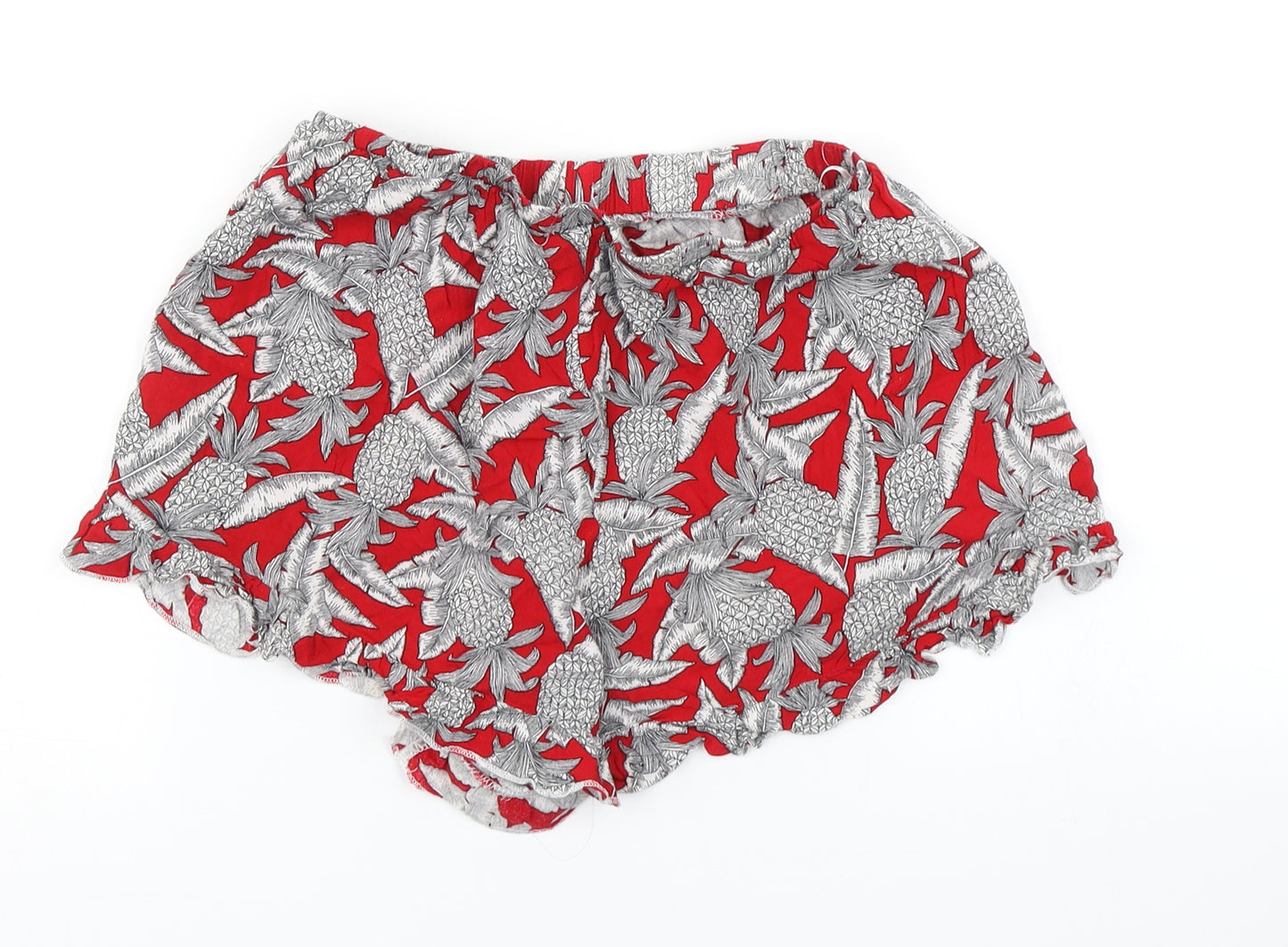 Lola May Womens Red Floral  Hot Pants Shorts Size 8