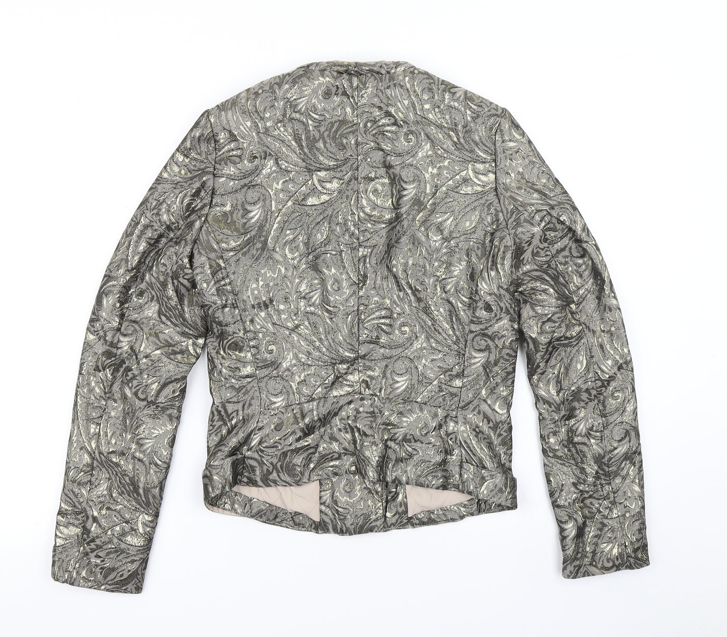 H&M Womens Brown Paisley  Biker Jacket Size 6