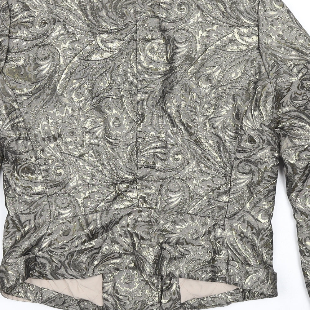 H&M Womens Brown Paisley  Biker Jacket Size 6