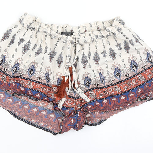 Primark Womens White Argyle/Diamond  Hot Pants Shorts Size 8