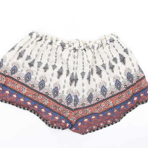 Primark Womens White Argyle/Diamond  Hot Pants Shorts Size 8