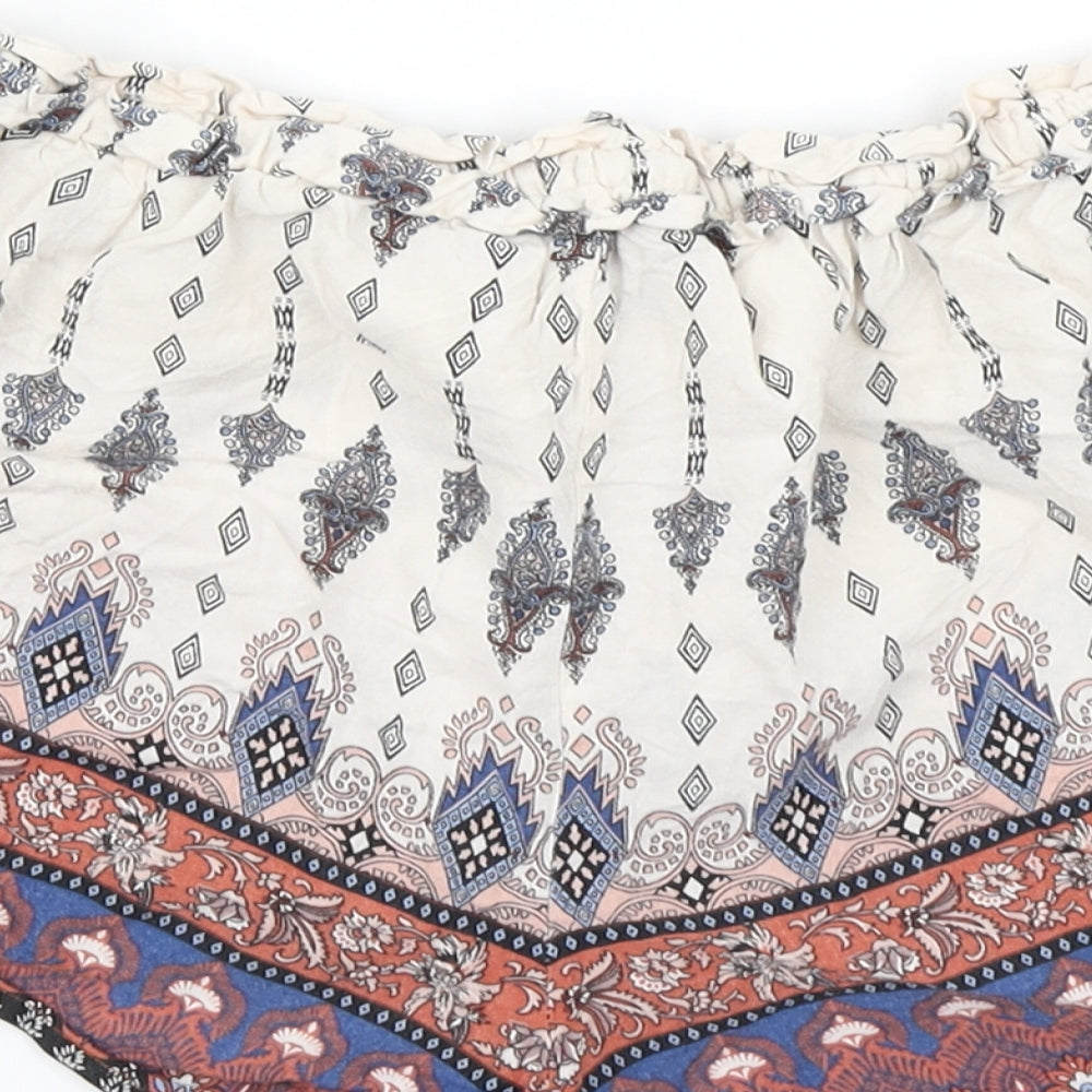 Primark Womens White Argyle/Diamond  Hot Pants Shorts Size 8
