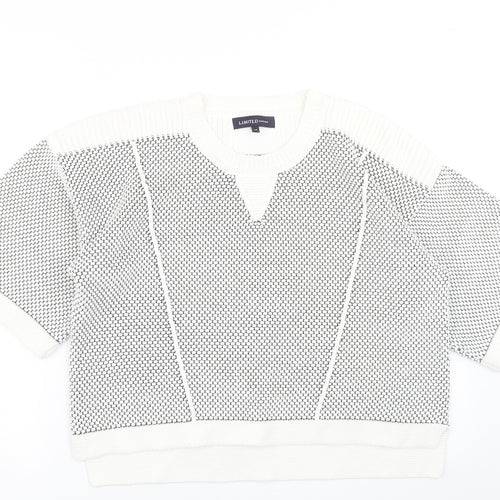 M&S Womens White Polka Dot Knit Pullover Jumper Size 14  - Cropped