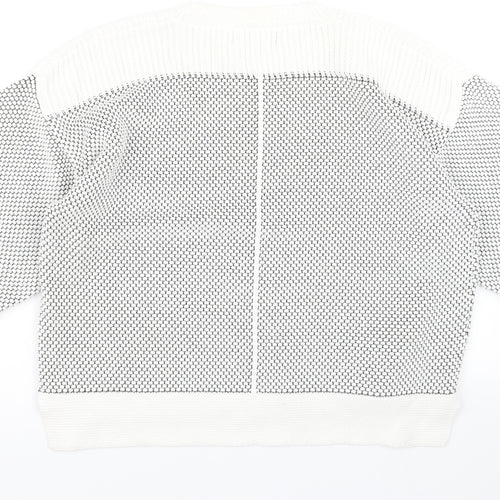 M&S Womens White Polka Dot Knit Pullover Jumper Size 14  - Cropped